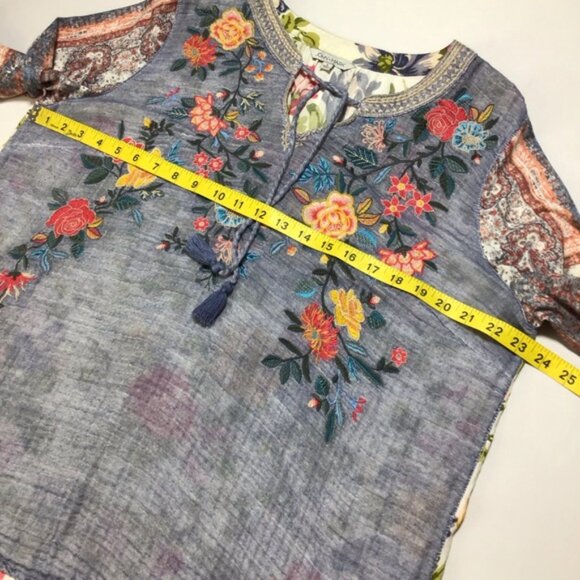 John Mark Multicolor Floral Embroidered Blouse - Picture 9 of 10